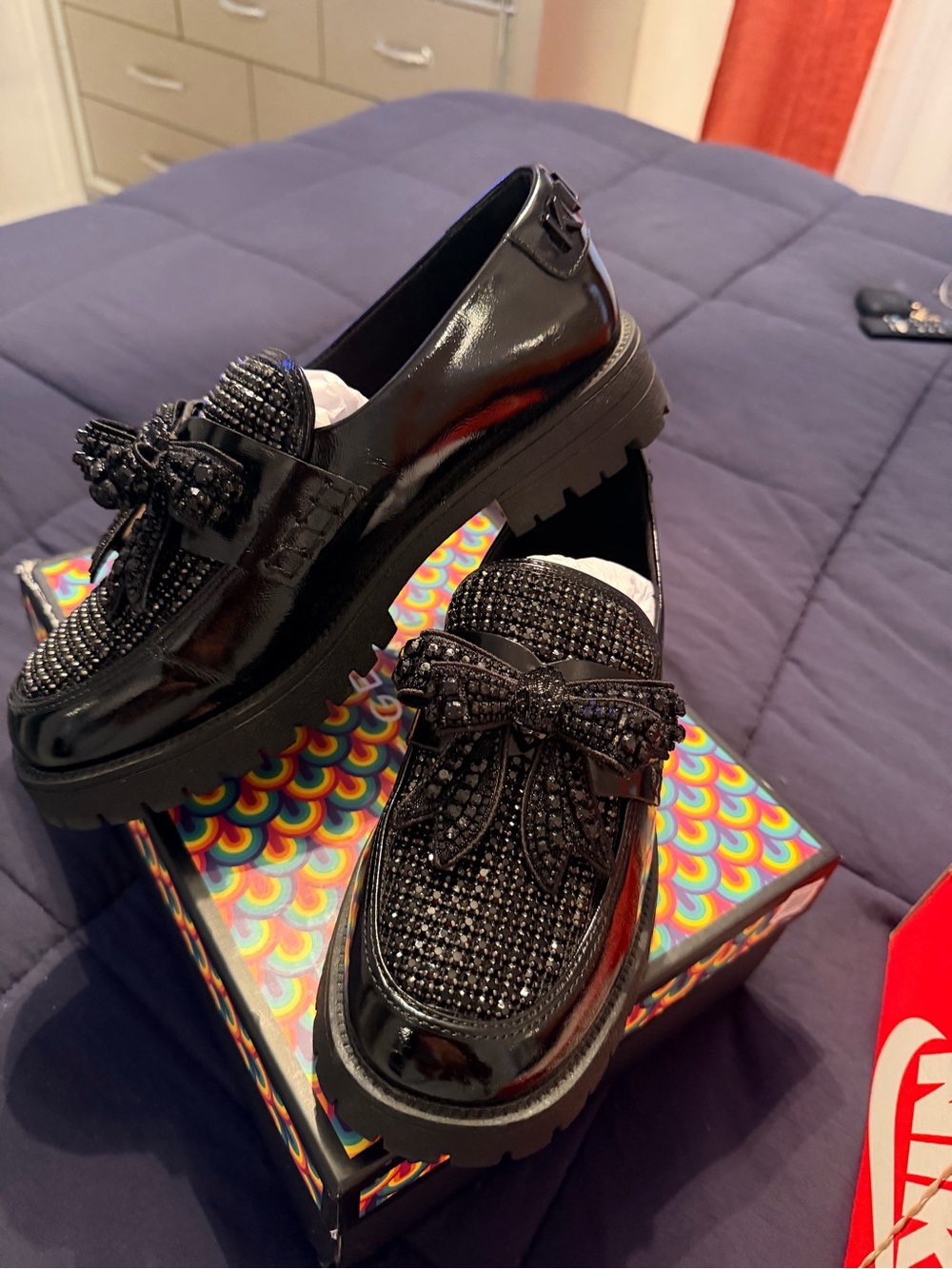 Kurt Geiger Women’s Black Bow Crystal Loafers